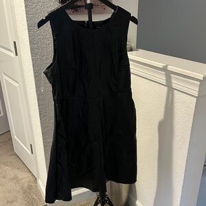 New Look Black Faux Leather Sleeveless Shift Dress with a Pocket